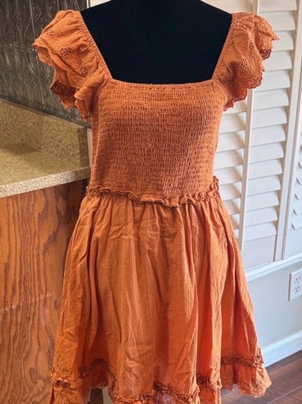 Elegant Orange Ruffle Mini Dress